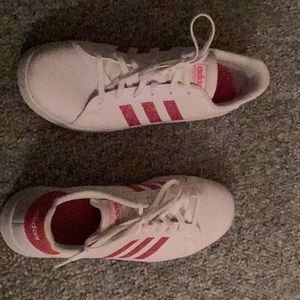 Adidas W9 or 7youth classic pink and white court shoes